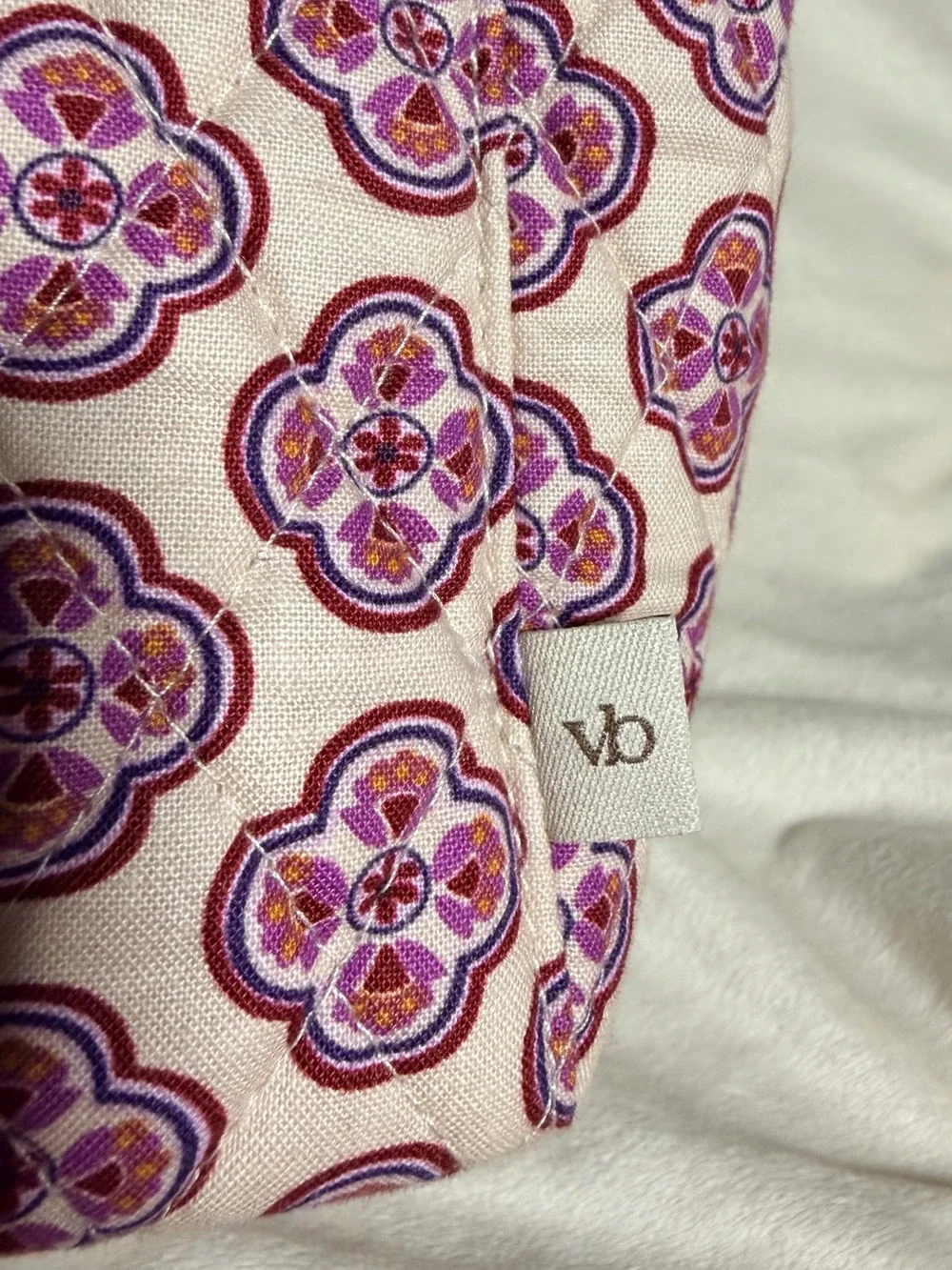 Vera Bradley Light Pink and Purple Quilted Cosmetic Wristlet